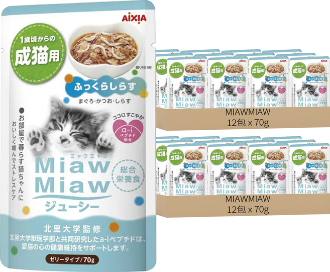 MIAWMIAW 妙喵主食軟包, 鰹魚 + 吻仔魚, 70g, 24包