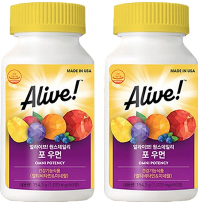 얼라이브 원스데일리 포 우먼 멀티비타민, 80정, 2개