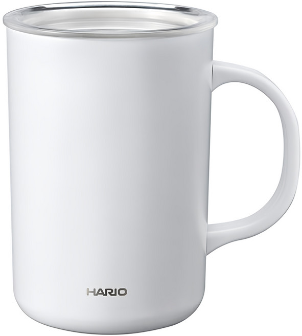 HARIO 好璃奧 白色真空雙層馬克杯 470ml, 白色, 1個