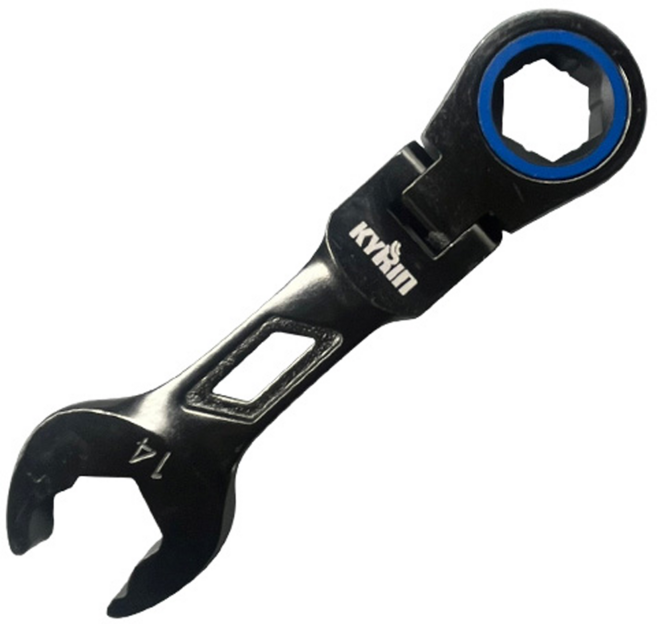 麒麟工具 KYRIN 120齒快速短型搖頭棘輪梅開板手 KLRFS-14 14mm, 1個
