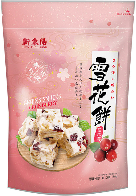新東陽 雪花餅 蔓越莓, 180g, 1包