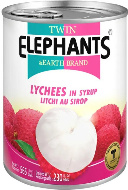 TWIN ELEPHANTS 雙象地球牌 糖水荔枝罐, 565g, 1罐