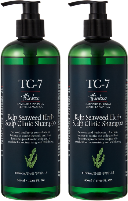 띵코 TC-7 다시마 씨위드 허브 두피 클리닉 샴푸, 500ml, 2개