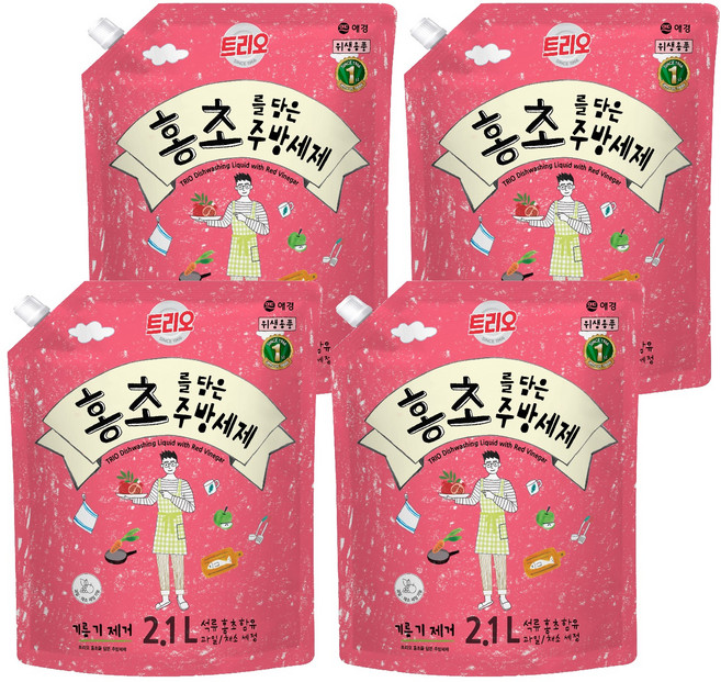 트리오 홍초를 담은 주방세제, 2.1L, 4개