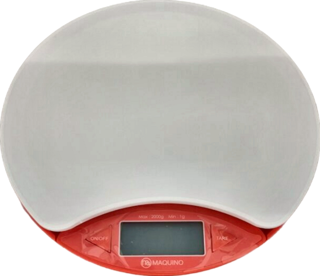 日本MAQUINO 天圓型高精密電子料理秤 SKS-754 單位最小秤重1g, 紅色, 2kg