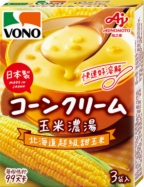 VONO 醇緻原味 玉米濃湯 北海道的美味 超級甜玉米 15秒即可享用, 57.6g, 1盒