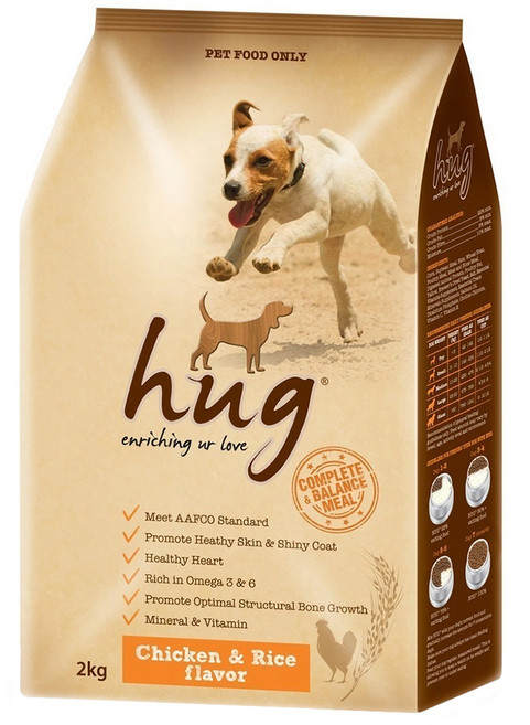 hug 哈格 狗乾糧, 雞肉 + 米風味, 2kg, 1袋
