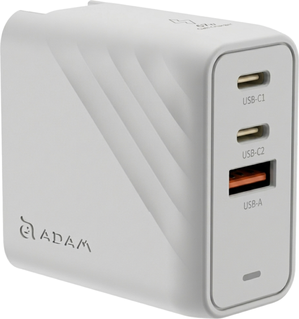ADAM elements 亞果元素 P67 67W 3-Port GaN 充電器 Fast Charging Foldable Plug 白色