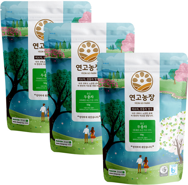연고농장 국내산 볶은 두충차, 50g, 3개, 1개입