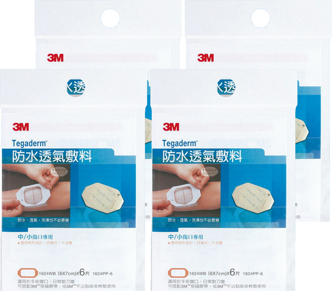 3M Tegaderm 防水透氣敷料 中小傷口專用, 6片, 4袋