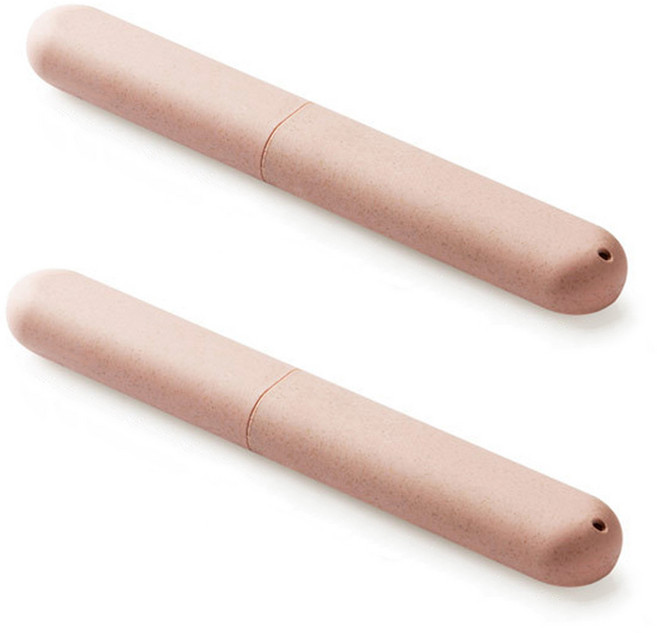 모바이브 휴대용 여행용 칫솔 보관함 케이스, 베이지, 2개