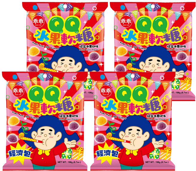 乖乖 QQ水果軟糖經濟包 綜合水果, 190g, 4袋