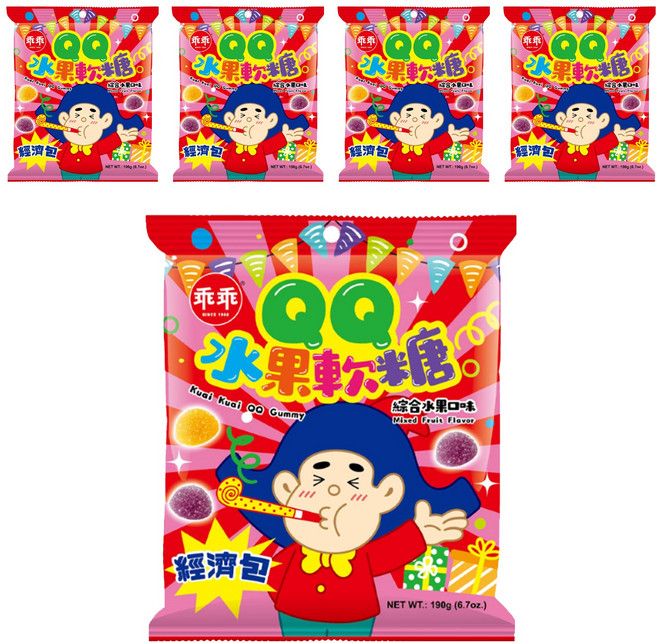 乖乖 QQ水果軟糖經濟包 綜合水果, 190g, 5袋