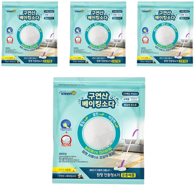 에파타클린업 구연산베이킹소다 원형물걸레청소포 22매, 4개