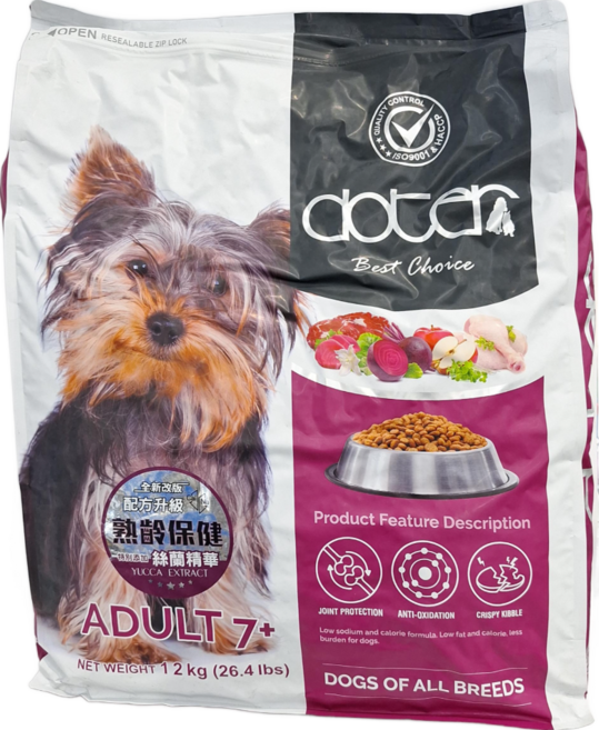 doter 寵愛物語 熟齡保健犬飼料, 12kg, 1袋, 關節保健, 抗氧化, 酥脆
