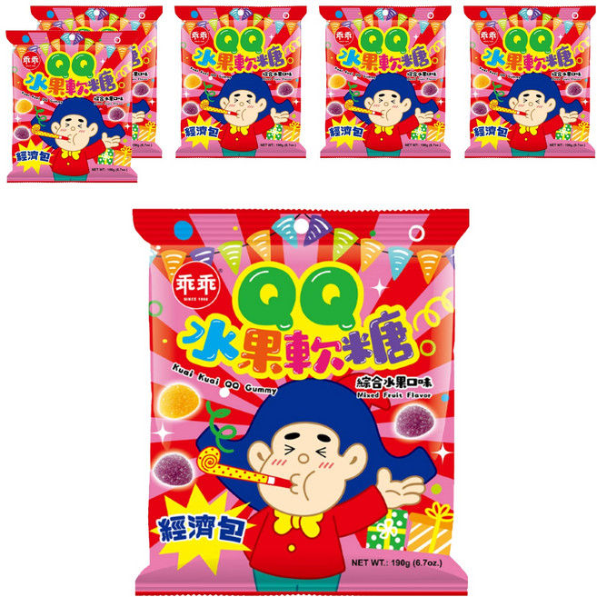 乖乖 QQ水果軟糖經濟包 綜合水果, 190g, 6袋