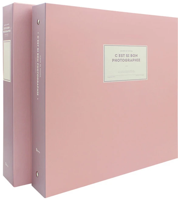 작은사진관 그랑데 대형 접착식내지 바인더 포토앨범, 핑크, 50매 - 쿠팡