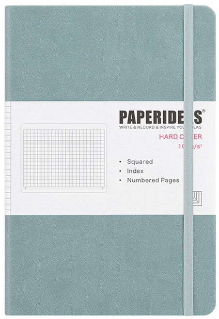 PAPERIDEAS 方格筆記本 A5 硬皮 188頁, 霧藍色, 1本