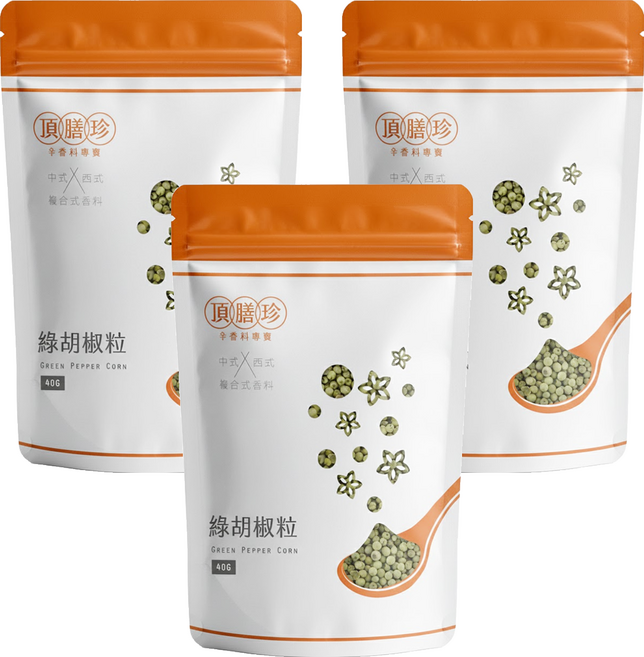 頂膳珍 綠胡椒粒, 40g, 3包