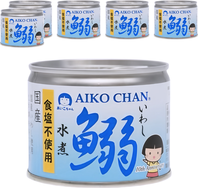 AIKO CHAN 伊藤食品 水煮沙丁魚罐 無鹽, 190g, 6罐