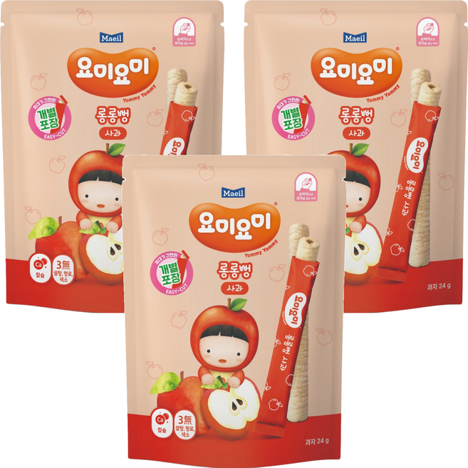 Maeil 每日乳業 Yommy Yommy 米棒棒, 3袋, 蘋果, 24g