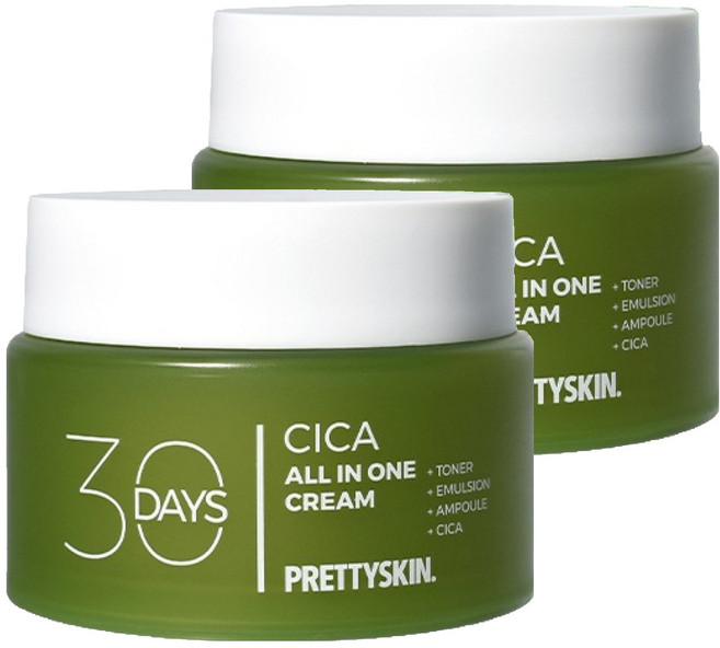 PRETTYSKIN. 30 Days 全效合一積雪草鎮靜保濕霜, 2個, 100ml