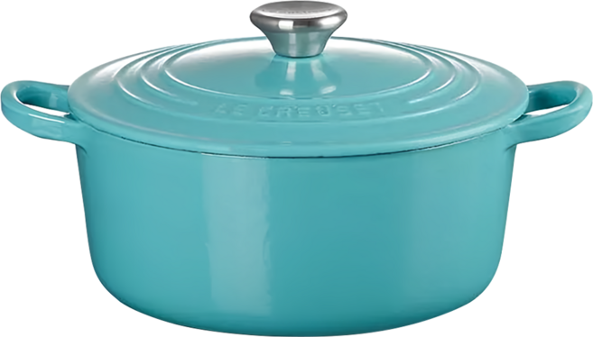 LE CREUSET 圓鐵鍋 鋼頭 3660g 2.4L, 20cm, 土耳其藍, 1個