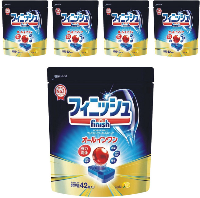finish 洗碗機專用 紅球強效洗碗清潔錠 42個, 756g, 5包