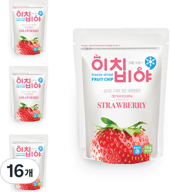 이치비야 동결건조 과일칩 딸기, 15g, 16개