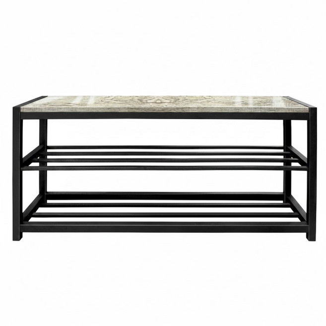 USEFUL DESIGN 悠室屋 Loft 維夫雙層穿鞋架 43.5 x 95 x 29cm 8.6kg, 木板款式隨機 + 黑管, 1個