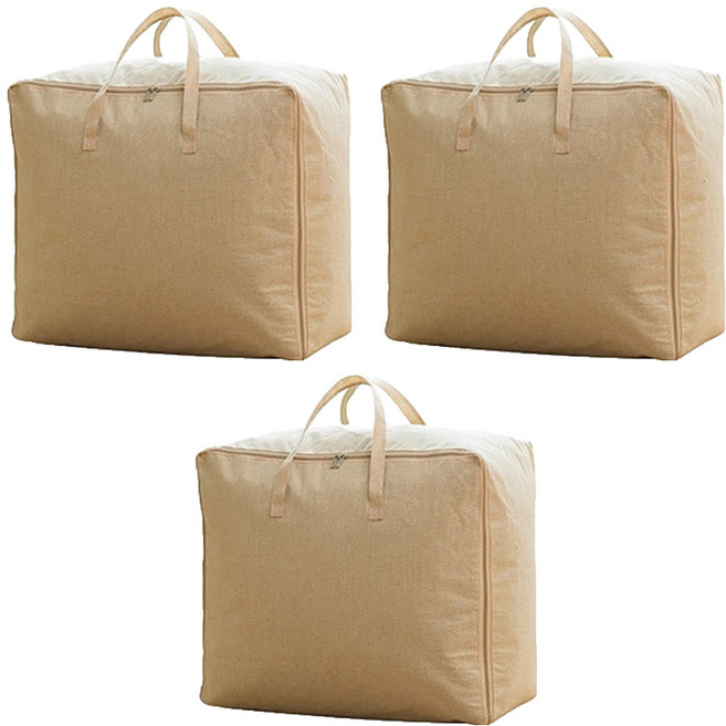 패브릭 이불 정리가방 중형 50 x 40 x 22 cm, 무지베이지, 3개