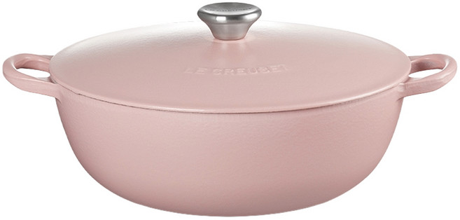 LE CREUSET 媽咪鐵鍋 鋼頭 內鍋黑 4800g 4.1L, 1個, 甜心粉, 26cm