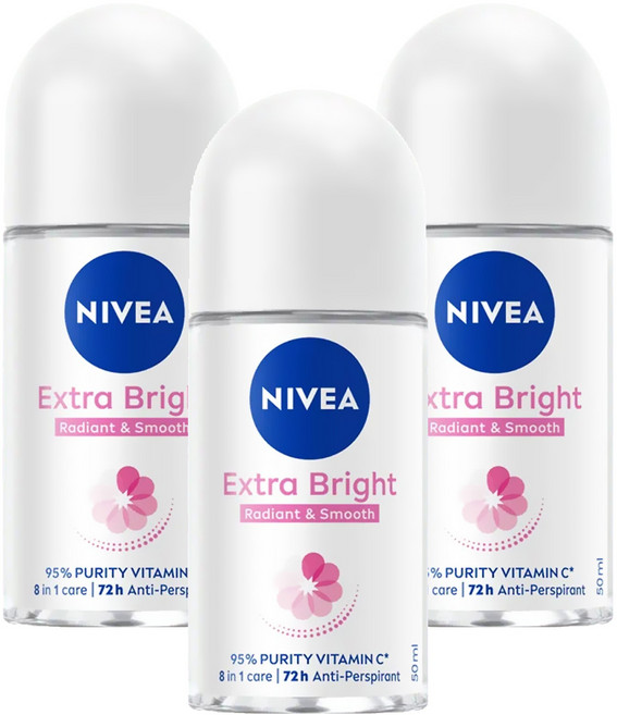 NIVEA 妮維雅 止汗爽身乳液 美白系列, 50ml, 3瓶