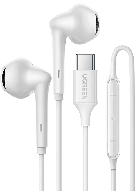 UGREEN 綠聯 入耳式有線耳機 Type-C, EP101, 白色
