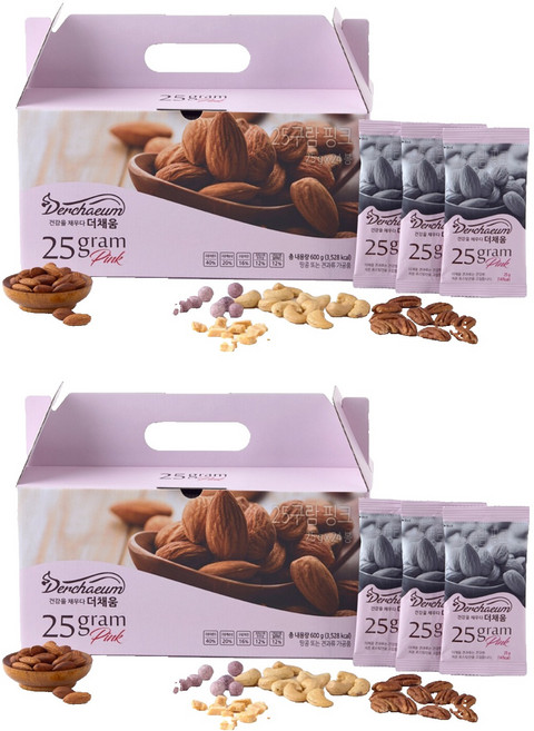Derchaeum 25구람 하루한줌 견과세트 핑크 600g, 2세트