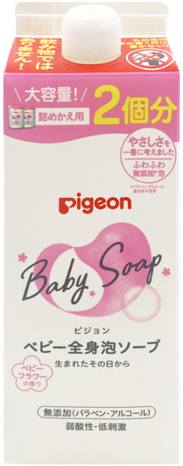 pigeon 貝親 沐浴慕斯 補充包 粉色花香, 800ml, 1盒