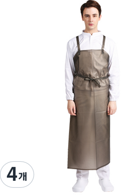 웰프런 우레탄 방수앞치마 H형 특대, 반투명 블랙, 4개