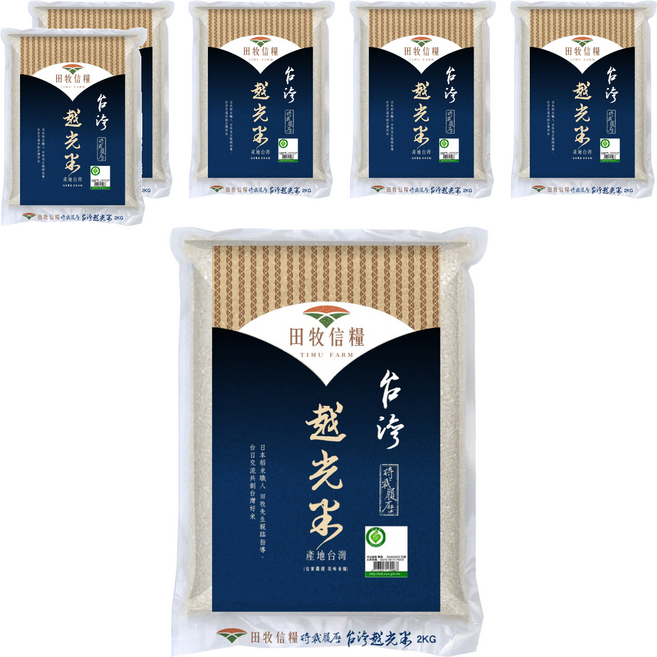 田牧信糧 台灣越光米, 2kg, 6包, CNS A Grade