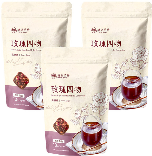 糖鼎 玫瑰四物, 3袋, 30g, 13顆