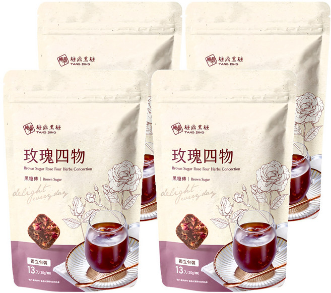 糖鼎 玫瑰四物, 4袋, 30g, 13顆