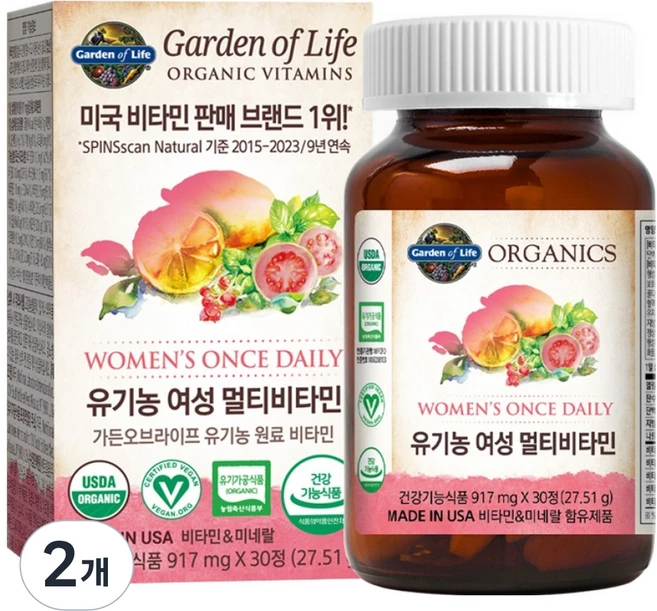 가든오브라이프 유기농 여성 멀티 비타민, 30정, 2개 - 쿠팡