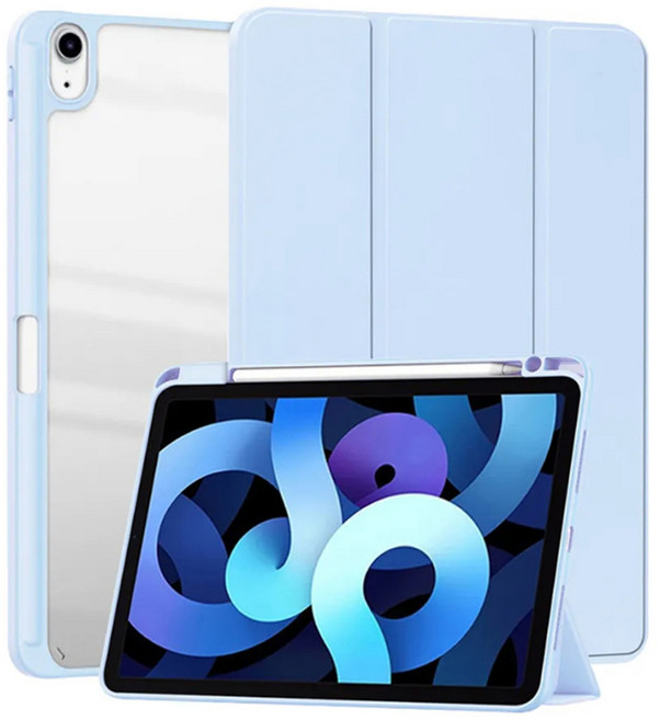 OMG 透明亞克力三折平板保護套, 冰川藍, 1個