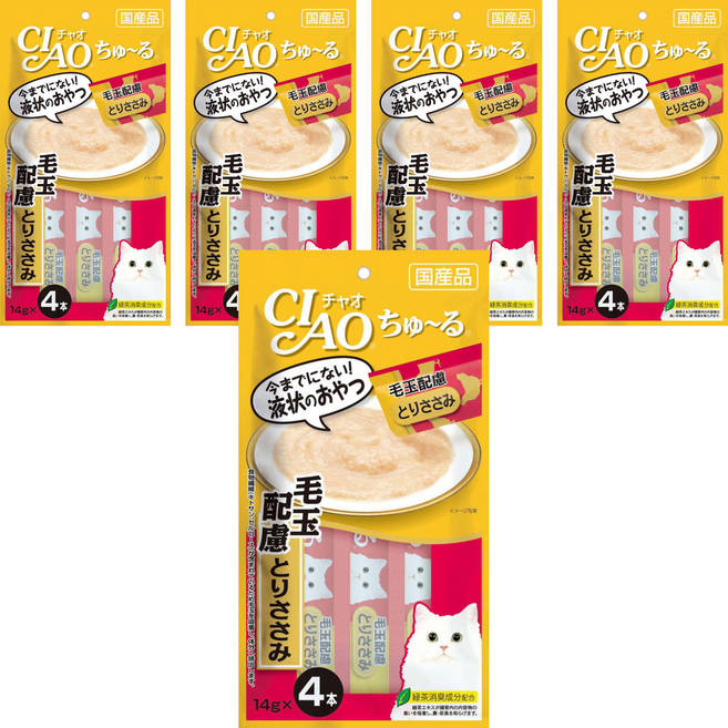 INABA CIAO 啾嚕 化毛配方肉泥, 雞肉, 56g, 5袋