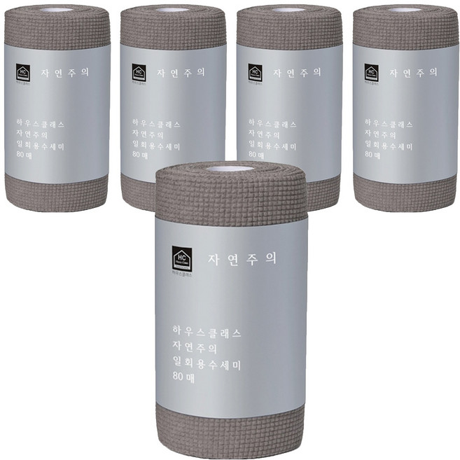 하우스클래스 자연주의 일회용 수세미, 그레이, 80개입, 5개