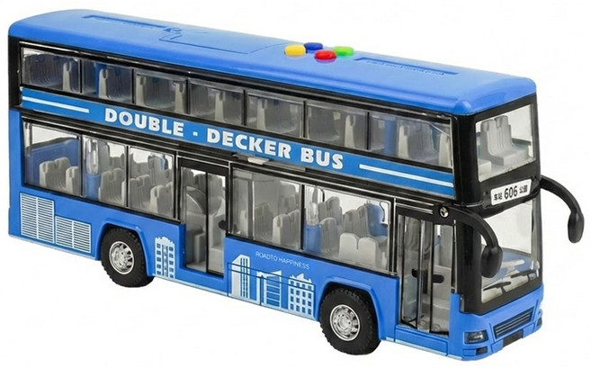 BAOLE STAR TOYS 寶樂星 車門可開/燈光音效/音樂/說故事 聲光摩輪雙層巴士公車 9852, 藍色, 1個