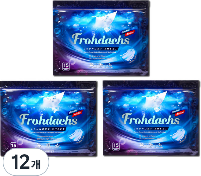 프로닥스 고농축 더블액션 시트세제, 15개입, 12개