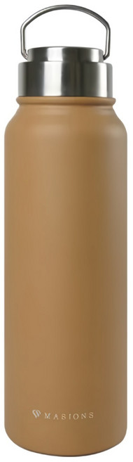 MASIONS 美心 玉石陶瓷 提把運動隨行真空保溫瓶運動水壺, 棕色, 1L, 1個