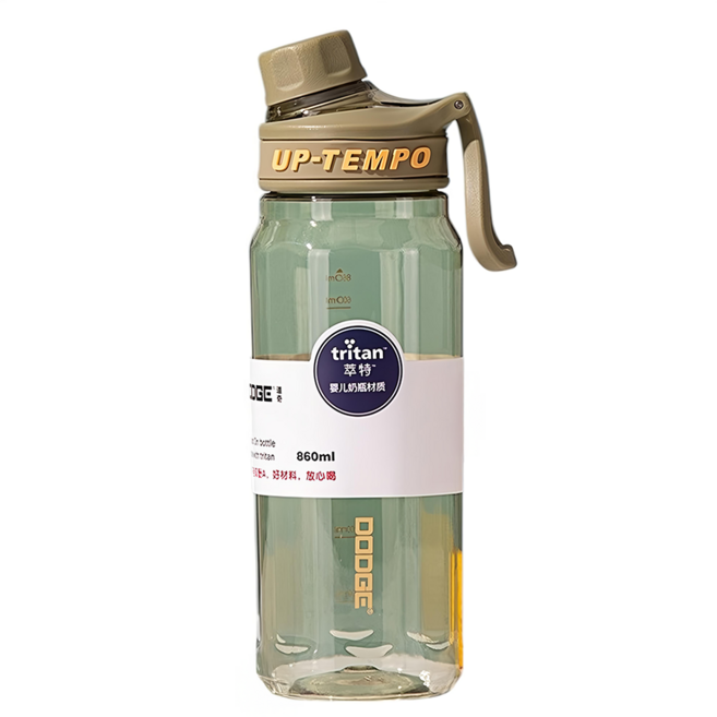 DODGE 道奇 Tritan 運動透明水壺, 綠色, 1個, 860ml