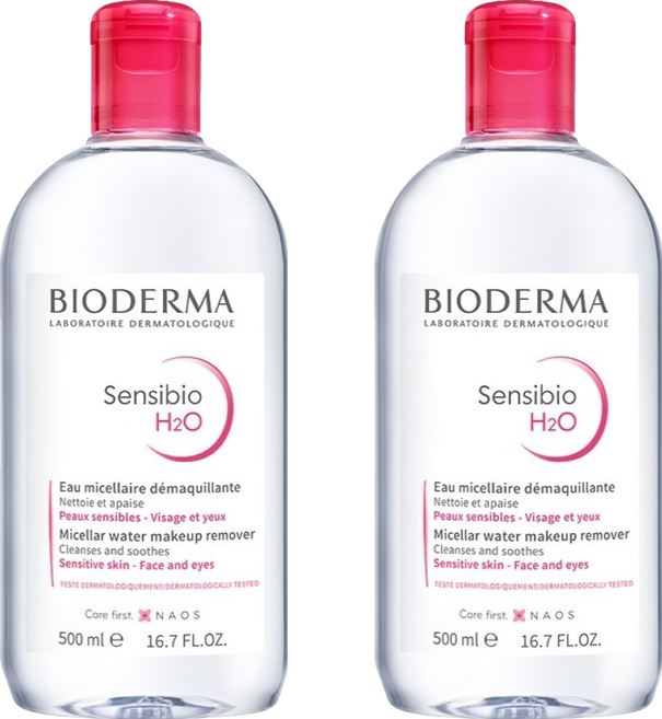 BIODERMA H2O高效潔膚液 粉瓶, 500ml, 2瓶