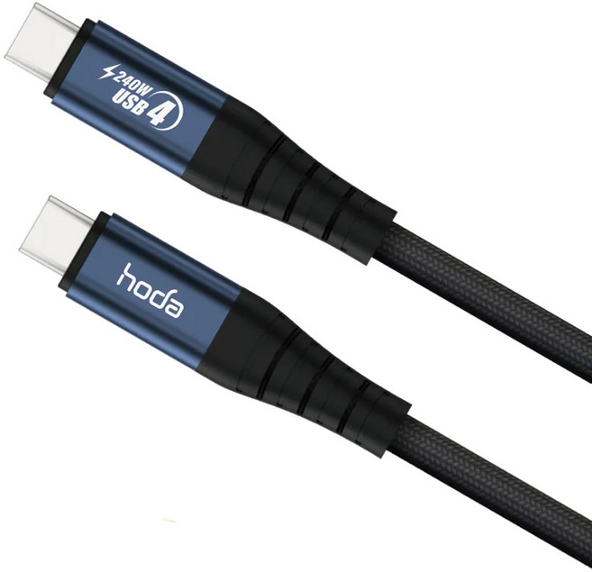 HODA 好貼 W4 USB4 編織數據線, 1.2m, 黑色, 1條